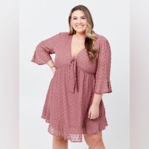 Pink Arula Tie Neck Formal Dress